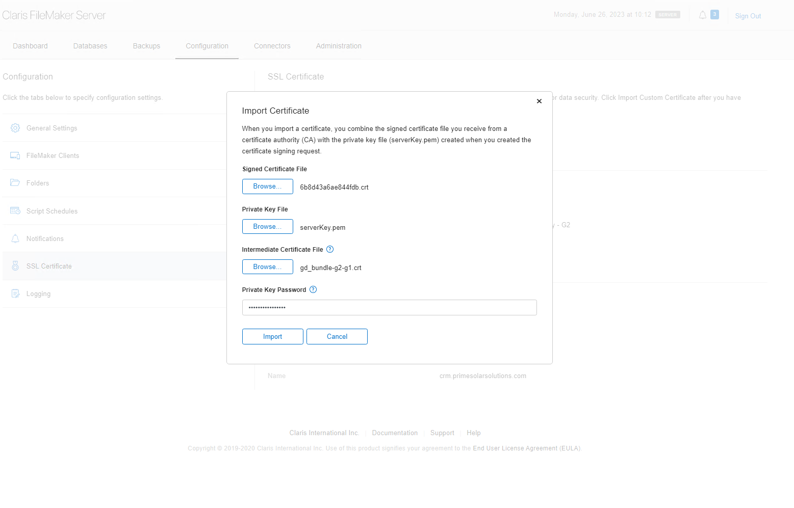 Import Certificate